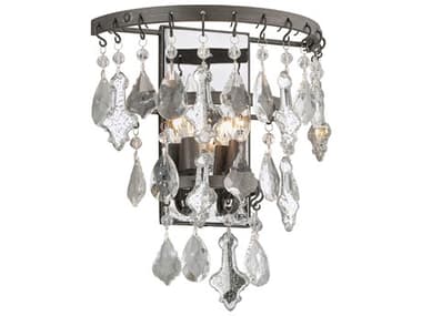 Troy Lighting Meritage 14" Tall 2-Light Graphite Gray Crystal Wall Sconce TLB4312