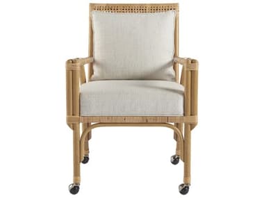 Universal Furniture Coastal Living Newport Rattan Natural Fabric Upholstered Arm Dining Chair UF833635
