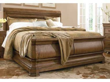 Universal Furniture New Lou Louie Cognac Brown Wood Queen Sleigh Bed UF07175B