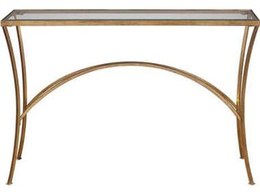 Uttermost Alayna Gold 48&quot; Rectangular Glass Antique Leaf Console Table UT24640