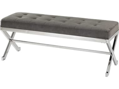 Uttermost Bijou 48" Slate Gray Silver Fabric Upholstered Accent Bench UT23430