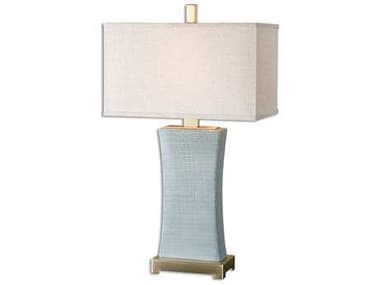 Uttermost Cantarana Pale Blue Gray Rectangle Hardback Bronze Table Lamp UT266731