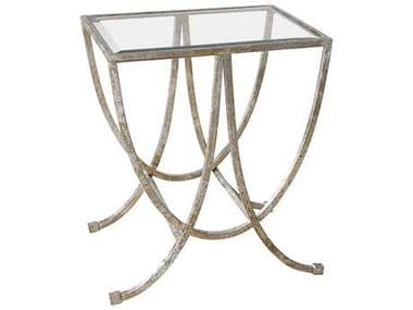 Uttermost Carolyn Kinder 24" Rectangular Glass Antiqued Silver Leaf End Table UT24592