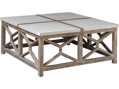 Uttermost Catali 40" Square Stone Natural Warm Oatmeal Coffee Table UT25885