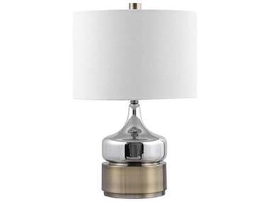 Uttermost Como Glass Chrome Antique Brass Round Drum Hardback Shade Table Lamp UT283371