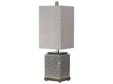 Uttermost Covey Warm Gray Rectangle Hardback Fabric Shade Brass Buffet Lamp UT296801