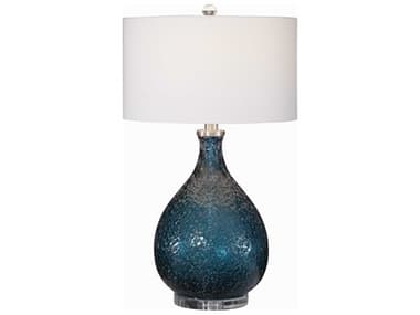 Uttermost Eline Cerulean Blue / Brushed Nickel Crystal Glass Buffet Lamp UT282091