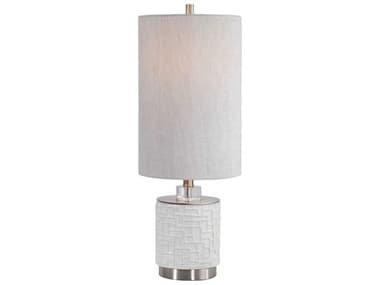 Uttermost Elyn Glossy White / Brushed Nickel Crystal Buffet Lamp UT297311