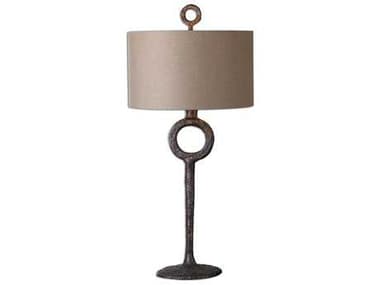Uttermost Ferro Aged Rust Bronze Round Hardback Drum Table Lamp UT27663