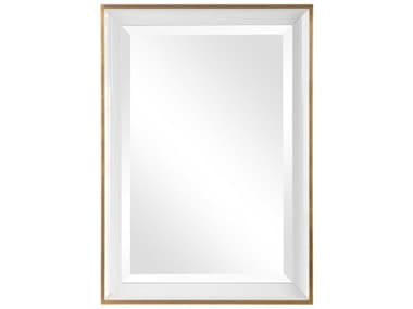 Uttermost Gema Gloss White / Petite Gold Leaf 24''W x 34''H Rectangular Wall Mirror UT09627
