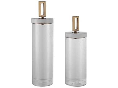 Uttermost Hayworth Clear / Brushed Brass Accent Decorative (Set of 2) UT17545