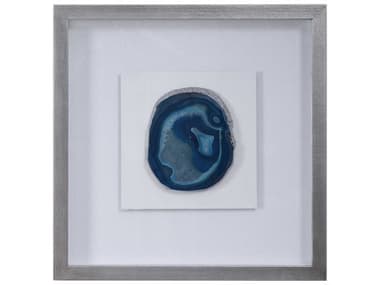 Uttermost Kalia Blue Agate Stone / Silver Leaf Shadow Boxes UT04226