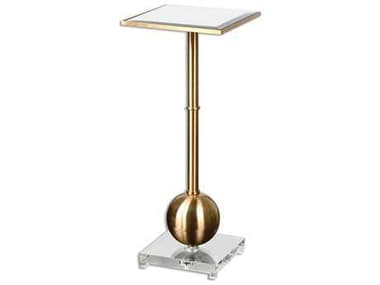 Uttermost Laton 12" Square Glass Brushed Brass End Table UT24502
