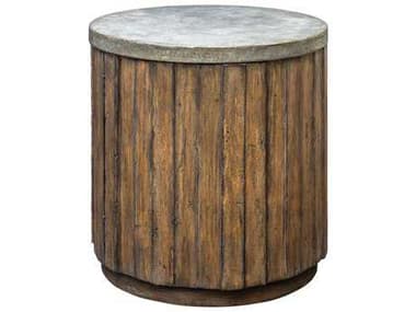 Uttermost Maxfield Fruitwood Stain & A Pewter Glaze 22'' Round Drum Table UT25779