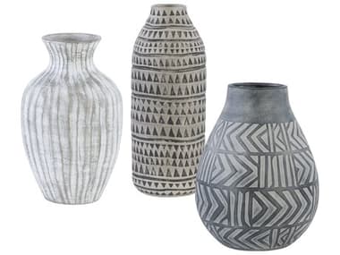 Uttermost Natchez Light Gray / Charcoal Natural Beige Vase (Set of 3) UT17716