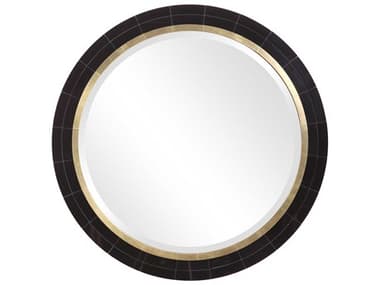 Uttermost Nayla Black Antique Brass Round Wall Mirror UT09633