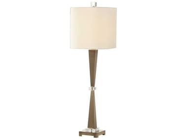 Uttermost Niccolai Crystal Antiqued Brushed Brass Square Hardback With Rolled Edges Nickel Buffet Lamp UT296181