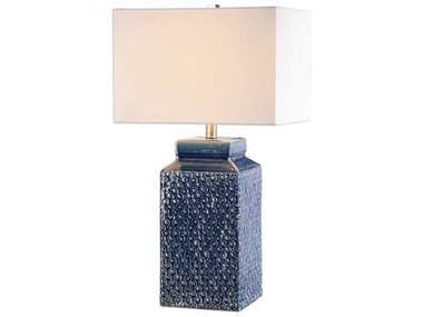 Uttermost Pero Fired Sapphire Blue Rectangle Hardback Table Lamp UT272291