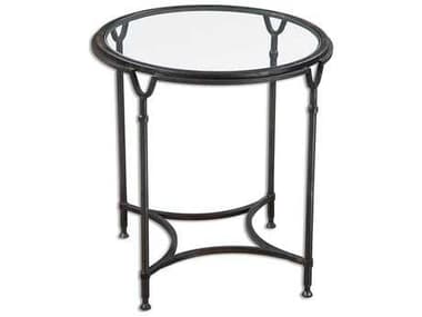 Uttermost Samson 24 Round Glass Black End Table UT24469