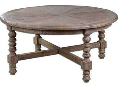 Uttermost Samuelle 42" Round Wood Natural Coffee Table UT24345