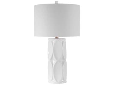 Uttermost Sinclair Glossy White Round Drum Hardback Shade Buffet Lamp UT283421