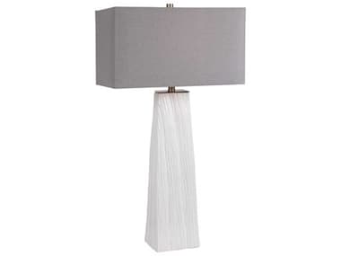 Uttermost Sycamore Gloss White Rectangle Hardback Shade Buffet Lamp UT28383