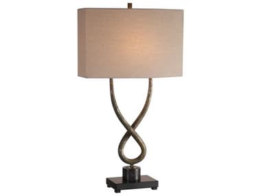 Uttermost Talema Aged Silver Leaf Oval Hardback With Straight Sides Black Buffet Lamp UT278111