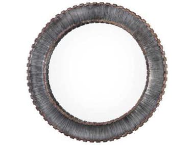Uttermost Tanaina Metallic Silver with Black & Rust Brown 46'' Round Wall Mirror UT09175