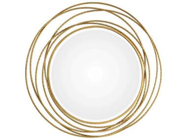 Uttermost Whirlwind Metallic Gold Leaf 40'' Round Wall Mirror UT09348