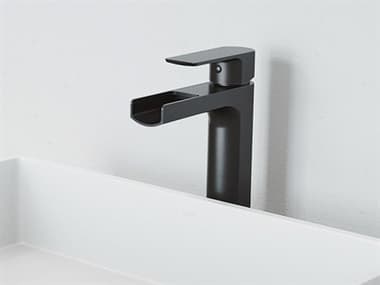 Vigo Amada Matte Black 1-Handle Waterfall Vessel Bathroom Faucet VIVG03026MB