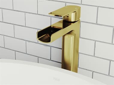Vigo Amada Matte Brushed Gold Single-Handle Waterfall Vessel Bathroom Faucet VIVG03026MG