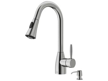 Vigo Aylesbury Stainless Steel 1-Handle Deck Mount Pull-Down Kitchen Faucet with Soap Dispenser VIVG02013STK2