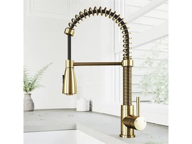 Vigo Brant Matte Brushed Gold Single-Handle Pull-Down Kitchen Faucet VIVG02003MG