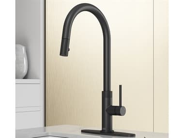 Vigo Bristol Matte Black Pull-Down Kitchen Faucet with Deck Plate VIVG02033MBK1