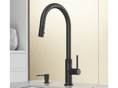 Vigo Bristol Matte Black Pull-Down Kitchen Faucet with Soap Dispenser VIVG02033MBK2