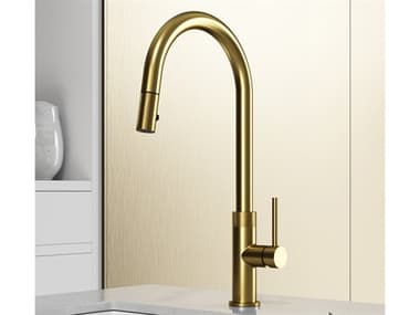 Vigo Bristol Matte Brushed Gold Pull-Down Kitchen Faucet VIVG02033MG