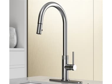 Vigo Bristol Stainless Steel Pull-Down Kitchen Faucet with Deck Plate VIVG02033STK1