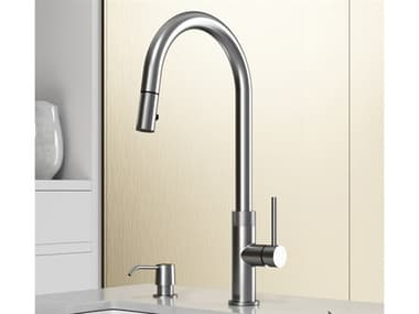 Vigo Bristol Stainleess Steel Pull-Down Kitchen Faucet with Soap Dispenser VIVG02033STK2