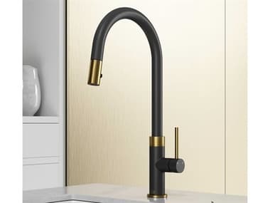 Vigo Bristol Matte Brushed Gold / Matte Black Pull-Down Kitchen Faucet VIVG02033MGMB