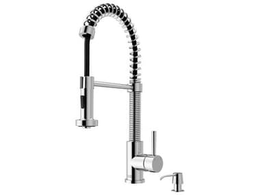 Vigo Edison Chrome 1-Handle Deck Mount Pull-Down Kitchen Faucet With Soap Dispenser VIVG02001CHK2