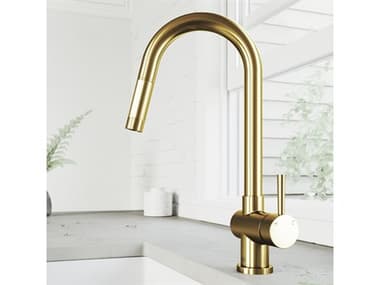 Vigo Gramercy Matte Brushed Gold 1-Handle Pull-Down Spray Kitchen Faucet VIVG02008MG