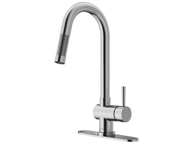 Vigo Gramercy Stainless Steel 1-Handle Deck Mount Pull-Down Kitchen Faucet with Deck Plate VIVG02008STK1