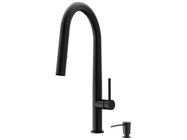 Vigo Greenwich Matte Black 1-Handle Deck Mount Pull-Down Kitchen Faucet with Soap Dispenser VIVG02029MBK2