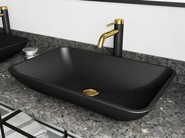 Vigo Hadyn Matte Shell 22'' Rectangular Vessel Bathroom Sink with Matte Gold / Matte Black Lexington Faucet VIVGT2019