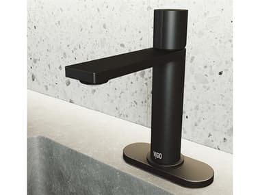 Vigo Halsey Matte Black 1-Handle Bathroom Faucet with Deck Plate VIVG01045MBK1