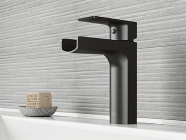 Vigo Ileana Matte Black 1-Handle Waterfall Vessel Bathroom Faucet VIVG01042MB