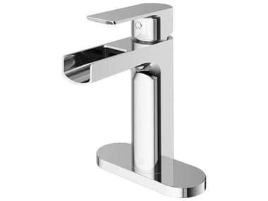 Vigo Ileana Chrome 1-Handle Waterfall Vessel Bathroom Faucet with Deck Plate VIVG01042CHK1