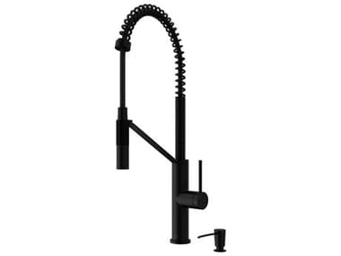 Vigo Livingston Matte Black Magnetic 1-Handle Deck Mount Pull-Down Kitchen Faucet with Soap Dispenser VIVG02027MBK2