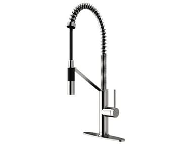 Vigo Livingston Stainless Steel Magnetic 1-Handle Deck Mount Pull-Down Kitchen Faucet with Deck Plate VIVG02027STK1