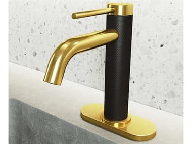 Vigo Madison Matte Gold / Matte Black Bathroom Faucet with Deck Plate VIVG01044MGMBK1